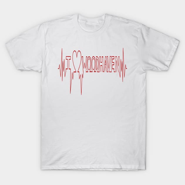 I Love Woodhaven Pulse T-Shirt by Art by Deborah Camp